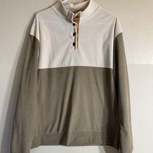 Ribbed Two-Tone Button-Up Sweater men’s large